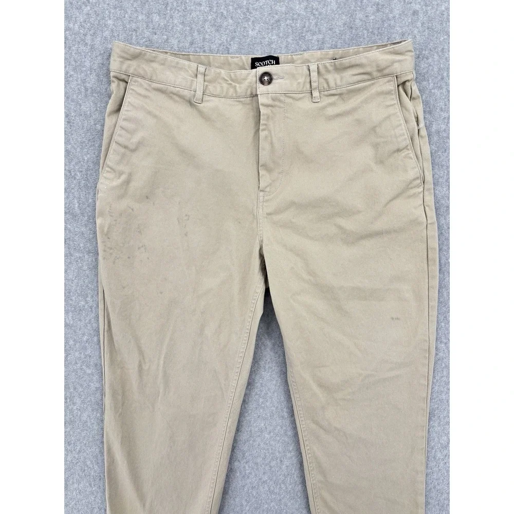Scotch & Soda The Drift Men's Chino Pants 32x25 Tan Tapered Stretch Cotton